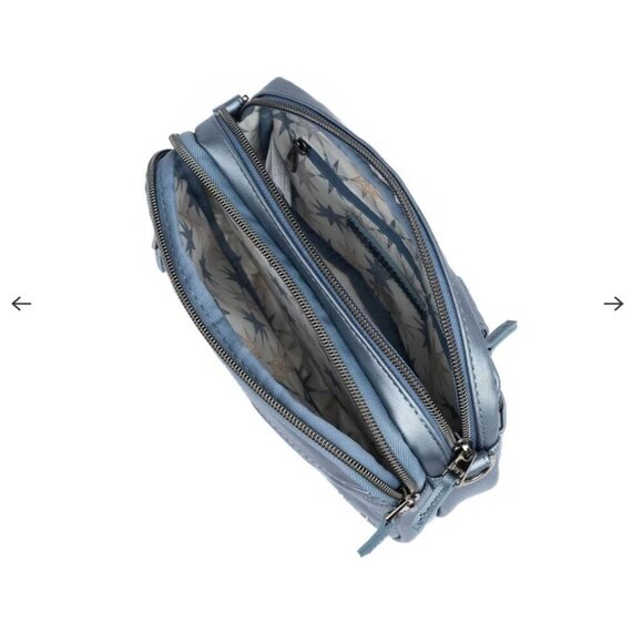 LUG Super Coupe 2 Satin Luxe Convertible Crossbody Bag NWT Metallic Blue Moon - Picture 6 of 9